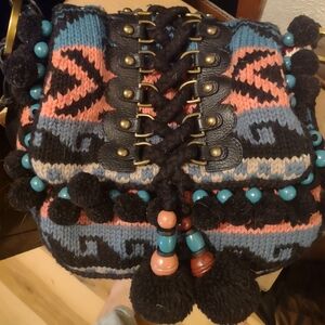 Isabella Fiore Black, Pink, and Blue Shoulder Bag